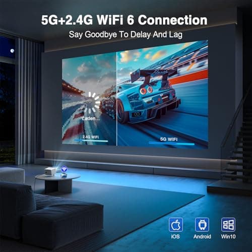 【Electric Focus & Native 1080P】VOPLLS 1080P Smart Projector with WiFi and Bluetooth, Auto Focus & Keystone Portable Outdoor Projector, VOPLLS 4K Support Home Movie Projector 6