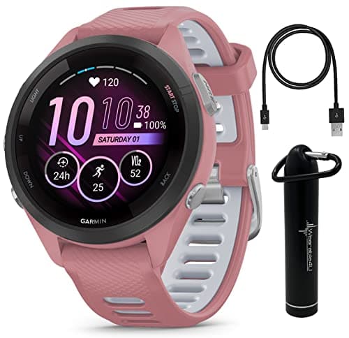 Wearable4U Garmin Forerunner 265S Music GPS Running 42 mm Smartwatch, Pink with AMOLED 1.1in Touchscreen Display E-Bank Bundle