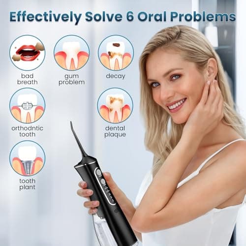 OasiSmile Water Flosser for Teeth Cleaning, 300ML Portable Cordless Oral Irrigator with DIY Strength, 4 Modes, IPX7 Waterproof & 30-Day Battery, 2-Min Smart Timer for Home/Travel Dental Care 6
