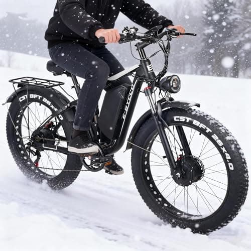 (26" EB7PRO, White) Ebike for Adults, 4000W Peak 6000W Dual Motor Electric Bike, 52V 32AH, 90Mile & 45MPH Fat Tire All Terrain Electric Bicycles, 7 Speed AWD Full Suspension Electric Mountain Bike 10