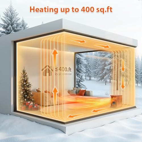 Electric Infrared Space Heaters for Indoor Room Use, LifePlus 1500W Box Space Heater with Wood Frame, Remote Control and Timer, Multiple Security Protections, Nice for Living Room Home Office 4