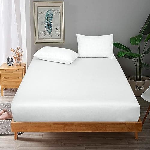 ROYALE LINENS 300 Thread Count 100% Long Staple Combed Cotton Fitted Sheet Twin - Super Soft Deep Pocket Bottom Sheet - Fitted Sheets Only - Elastic Sheets (Twin, White) 9