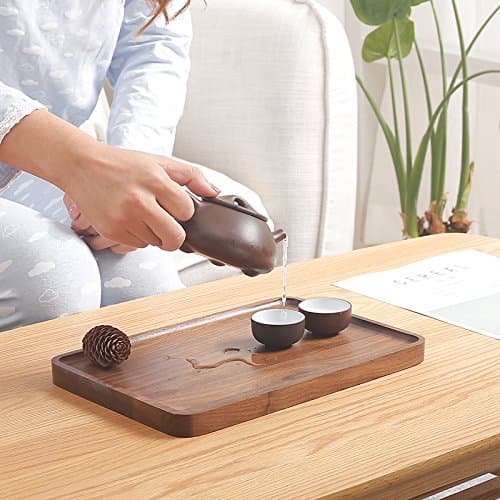 Bamber Wood Serving Tray Wooden Decorative Coffee Tea Platter Black Walnut 13.4 x 9 Inches 7