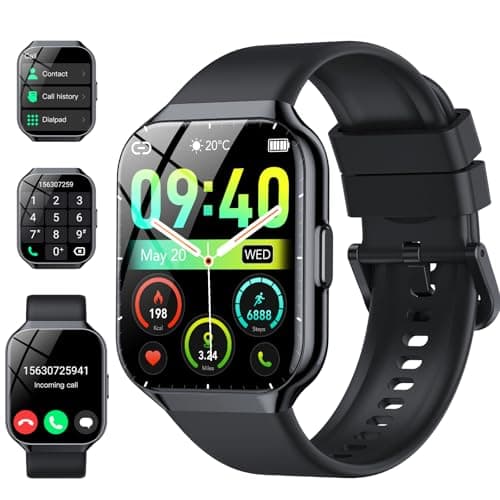 Smart Watch for Men Women, 1.96" Smartwatch (Answer/Make Call), IP68 Waterproof Fitness Tracker, 112+ Sport Modes, Heart Rate and Sleep Monitor, Pedometer, Smartwatches for Android iOS,Black