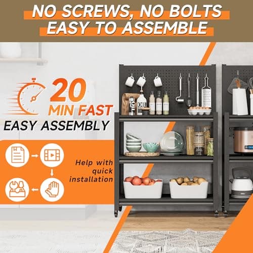 TOPASS Workbench with Pegboard, Adjustable Heavy Duty Work Table with Wheels, Heavy Duty Workstation, Metal Tool Work Bench for Garage Warehouse Workshop, 48" H x 18" D x 34" W, Black 8