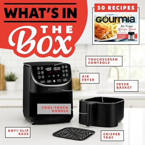 Gourmia Air Fryer - 7 Qt Large Capacity, FryForce 360º, Digital Display with 12 Presets, Roast, Bake, Broil, Dehydrate, Dishwasher Safe Accessories, Black 6