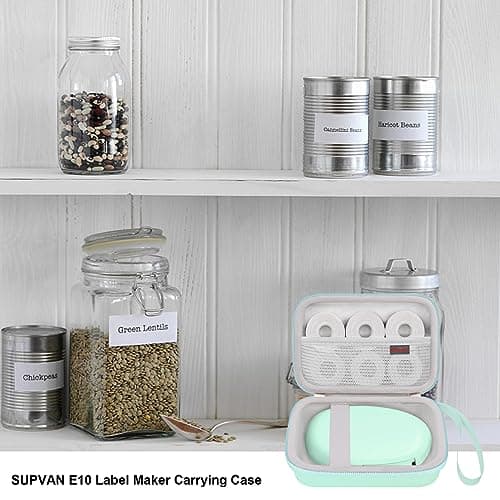 Elonbo Carrying Case for SUPVAN E10/ Phomemo D30 Bluetooth Label Maker Machine, Portable Mini Thermal Label Printer Storage Holder, Wireless Small Handheld Sticker Maker Travel Bag, Light green 7