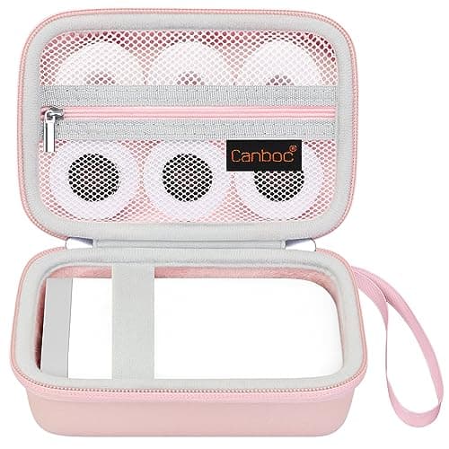 Canboc Carrying Case Compatible with NELKO P21 Label Maker Machine, Portable Bluetooth Label Printer Box, Zipper Mesh Bag fits Label Paper and Charging Cord, Pink 8