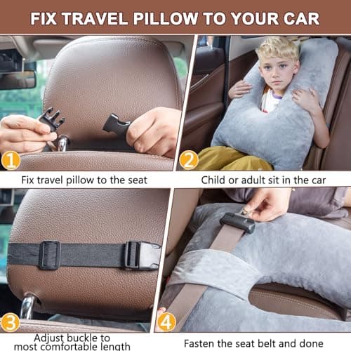 1 MIDDLE ONE Car Pillow for Kids, Memory Foam Travel Pillow for Car and Adults, Kids Car Pillows for Sleeping on Road Trip, Small Body Pillow for Kid (Purple) 7