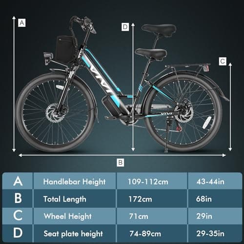 Vivi Electric Bike for Adults 1000W Peak Commuter Ebike, 26" Electric City Cruiser Bicycle 22MPH Ebikes for Adults with 48V Removable Battery, Up to 50 Miles, 7 Speed, SGS Certified to UL2849 6