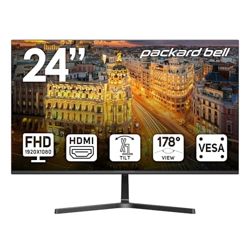 Packard Bell AirFrame 24 " FHD Monitor, 1920x1080, Ultrawide, VESA Mount Compatible, Tilt Adjustment, HDMI/VGA, Slim Bezel, for Home, Office, and Light Gaming