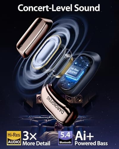 DARONGFENG Open Ear Wireless Bluetooth Headphones, Pain-Free Air Conduction Ear Buds with LED Digital Display Charging Case, Sweat Resistant for Running, Safe Driving, and Extended Daily Use 3