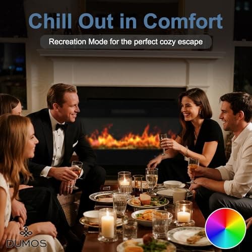 DUMOS 36 Inch Electric Fireplace Wall Mounted/Recessed/Free Standing Space Heater with Remote Control Adjustable Flame Colors Touch Screen Energy Saving, Black 6