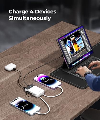 JOYFAR Portable-Charger-Power-Bank Travel Essentials Battery Pack USB C 30000mAh Built in Cable 22.5W Phone Fast Charging Powerbank Compatible with iPhone 16 15 14 13 12 11 iPad Samsung Google etc 6