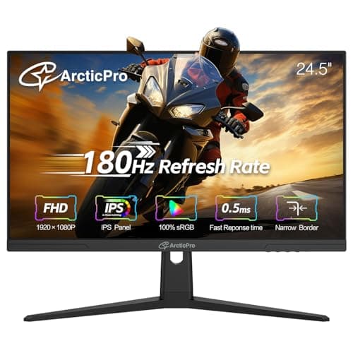 ArcticPro 24.5inch Gaming Monitor 180Hz, FHD 1080p, IPS Panel, 0.5ms Response Time, Adaptive sync, PC Computer Monitor, 3-Sided Frameless, Ultra Slim, 100% sRGB, Bluelight Filter, DP*1, HDMI*1