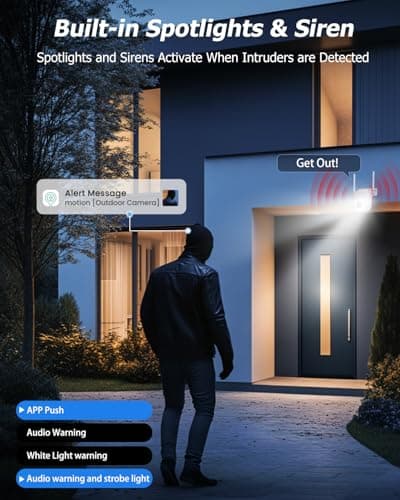 VIZIUUY 5MP 5G Security Camera Outdoor - 24/7 Recording Security Camera, WiFi Cameras for Home Security, Plug-in Power, 360°Auto Tracking, Noise Detect, Sound Light Alerts,WiFi 6, Works with Alexa 8
