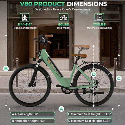 Movcan V80 Electric Bike, 1000W Motor 28MPH Ebike, 48V 13Ah Removeable Battery, 26'' City Cruiser Adult Electric Bicycles up to 70 Miles, 7-Speed Dual Disc Brake, Mountain E Bike for Commuting 9
