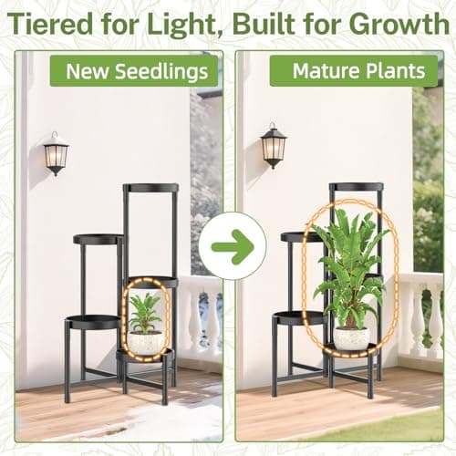 iDavosic.ly Plant Stand Indoor Outdoor, 5 Tier Corner Metal Flower Display Holder Shelf, Easy Assembly Folding Tall Orchid Rack for Patio Balcony Porch Garden Living Room House, Black 7