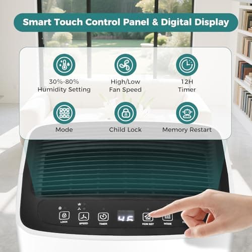 COSTWAY Dehumidifier for Large Room and Basements, Portable 30 Pints Dehumidifier with 3 Modes, 2 Speeds, Low Noise, 24H Timer, Auto or Manual Drainage 6