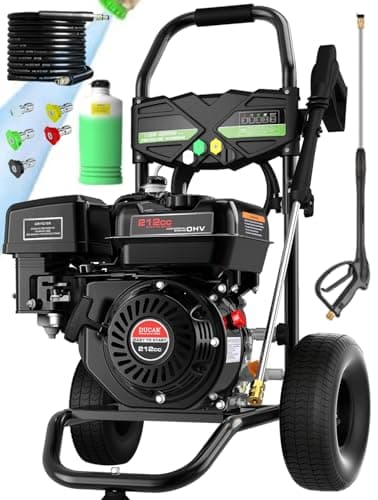 Gas Powered Pressure Washer 4200 PSI Gas Power Washer 4.0 GPM 212CC Commercial High Pressure Washer, with Spray Gun and Extension Wand, 5 Quick Connect Nozzles, Copper Pump (Black)