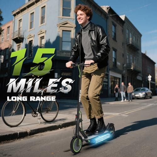 Electric Scooter with 8.5" Solid Tire, 350W Powerful Motor & 19MPH Top Speed, 16 Miles Long Range, Folding E Scooter with Dual Braking for Teens and Adults 4