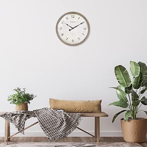 FOUNTAIN DESIGNS 10" Modern Farmhouse Clock, No Ticking Silent Clock, Modern and Vintage, Light Gray Oak Finish. (Wall Decoration Timepiece) 6