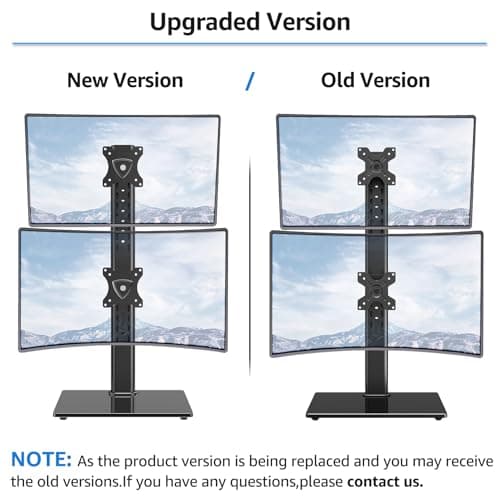 MOUNTUP Vertical Dual Monitor Stand, Stack Two Screens up to 32 inches,33 Lbs, Free-Standing Monitor Desk Mount, Monitor Riser with Swivel, Tilt, Height Adjustable, VESA Stand 100 x 100mm, 75 x 75mm 8