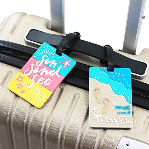 Mziart Cute Luggage Tags for Women Men, Summer Beach Bag Tags Unique Travel Baggage Tags Suitcase Identifier Labels, Set of 5 7