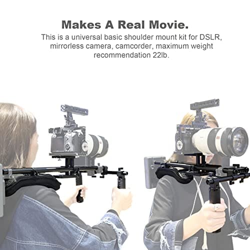 NICEYRIG 15mm Shoulder Pad Rig Support System with Riser Base Plate Mount, 15mm Rod and Rod Rail Handle Kit Universal for DSLR Camera, Mirrorless Camera - 173 5