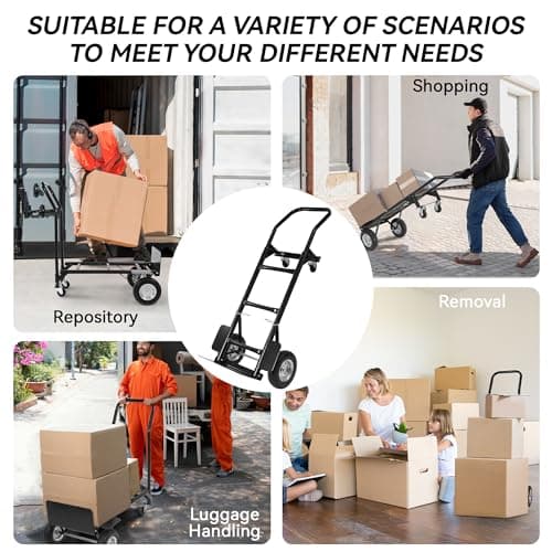 Elevon 2 in 1 Convertible Hand Truck and Cart, Utility Dolly Platform Cart with Telescoping Handle 4 Wheels, 220 LB Heavy Duty Hand Cart for Luggage, Travel, Moving, Shopping, Office Use - Black 7
