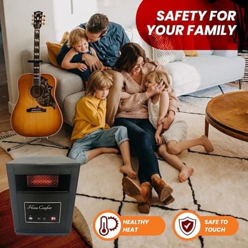 Home Comfort 1500w Infrared Heater - Energy Efficient Space Heater for Year-Round Indoor Warmth, With Thermostat and Remote Control, Portable Warmer for Bedroom, Living and Large Spaces - Black, 1500W 4