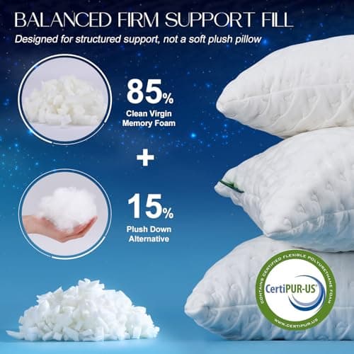 btasleeep Side Sleeper Pillows for Neck & Shoulder Comfort - Ergonomic Curved Crescent Design, Adjustable Shredded Memory Foam, Cooling & Soft Cover, Extra Fill Included, Queen Size 8