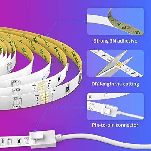 Govee Smart RGB LED Strip Lights, 16.4ft WiFi LED Strip Lighting Work with Alexa and Google Assistant, 16 Million Colors with App Control and Music Sync LED Lights for Bedroom, Home Decor 8