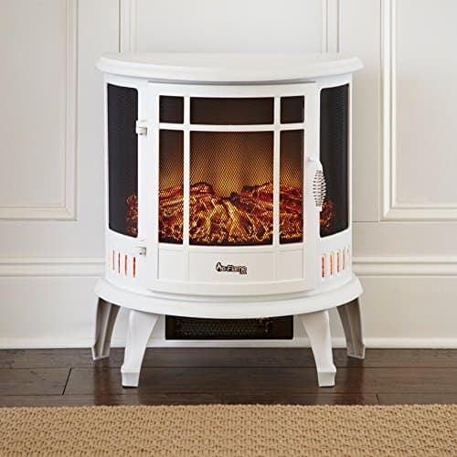 e-Flame USA Regal Freestanding Electric Fireplace Stove - 3-D Log and Fire Effect (White) 8