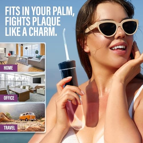 GuruNanda Compact Water Dental Flosser, Portable Travel Size Oral Irrigator Flosser with Collapsible 180 ml Tank, Smart Timer, 4 Flossing Modes, TSA-Friendly - Black 7
