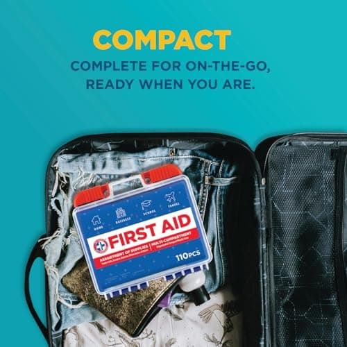 Be Smart Get Prepared 110 pc First Aid Kit: Clean, Treat, Protect Minor Cuts, Home, Office, Car, School, Business, Travel, Emergency, Outdoor, Camping & Sports, FSA/HSA (Packaging may vary) 8