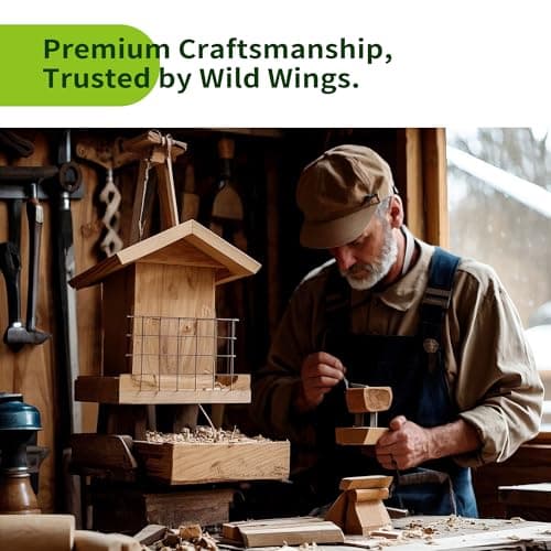 Solution4Patio US Cedar Hopper Bird Feeder for Outdoors Hanging, Handcrafted Wood Double Suet Cage & Clear View Windows, Squirrel-Proof Wild Bird Feeder for Cardinals, Finches, Chickadees 7