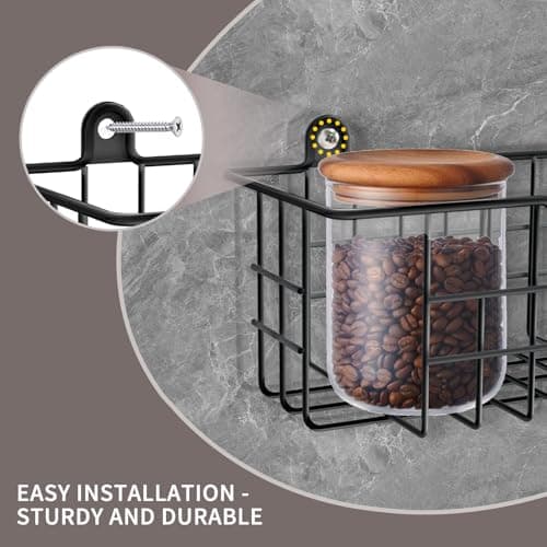 GUUKAR Spice Rack Organizer Wall Mount, Spice Organization Storage Shelf for Cabinet Door, 2 Packs Wall Spice Rack Saving Space for Kitchen, Black 9