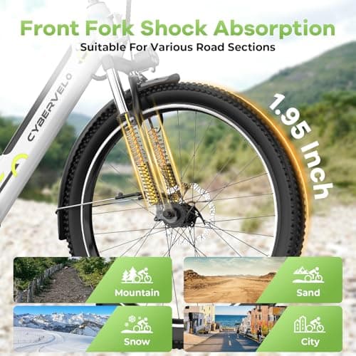 Aoango 1000 Peak Electric Bike for Adults,up 80 Miles Removable Battery Ebike, 26" Electric E Bike with 7-Speed,Adult Electric Bicycles for Commute Beach Snow White Womens All Terrain 5