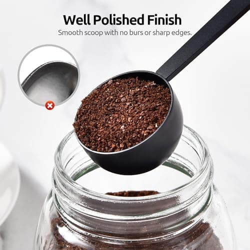U-Taste Coffee Scoop 2 Tablespoon: 18/8 Stainless Steel Measuring Scooper for Ground Coffee, Bean, Powder, Espresso, 4.3in Long Handle Metal Meaure Spoon for Canister, Jar (2Tbsp/30ml, Black) 7