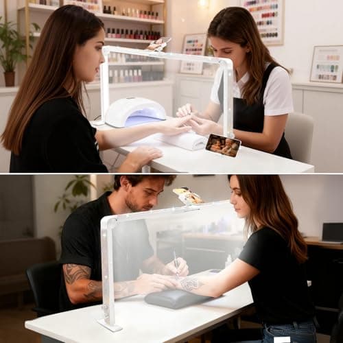 Ciyebst Nail Tech Lamp for Desk, 34 in Large Half Moon Light with Phone Holder, 48W Brightness Adjustable Lash ARC Light for Manicure, Tattoo, Spa, Salon, 3000K-6000K LED Manicure Lamp 6