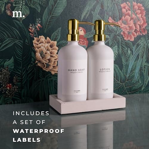 MaisoNovo Soap Dispenser 3-Piece Set | 16.9oz White Bottles with Gold Stainless Steel Pump Core 6