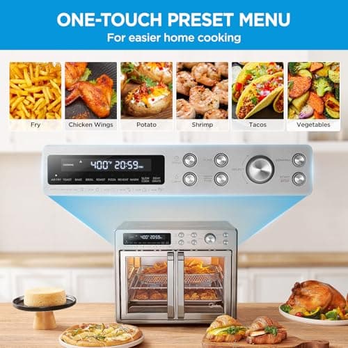 Midea Flexify French Door Toaster Oven Air Fryer Combo, 26.4 QT, Extra Large Air Fryer Countertop Oven 10-in-1 Combo, 25% Faster Cooking and 90% Less Oil, Stainless Steel 8