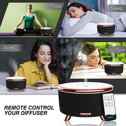 Diffusers for Essential Oils Large Room, 500ml Aromatherapy Diffuser Cool Mist Humidifier with Remote Control,7 Colors Lights & 4 Mist Mode Waterless Auto Off for Women Office Home 5