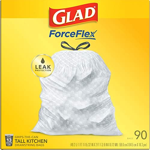 Glad ForceFlex Tall Kitchen Drawstring Trash Bags, 13 Gallon, 90 Count, Package May Vary 11