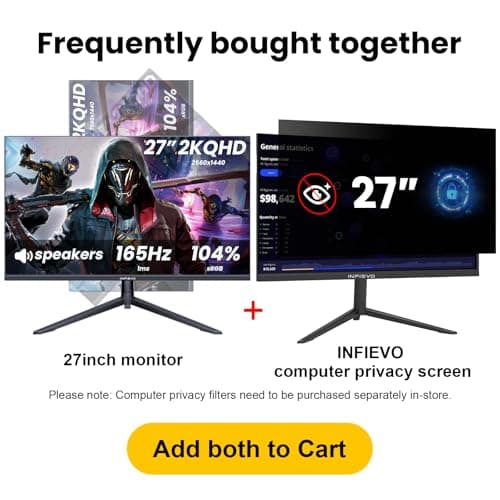 27 Inch Gaming Monitor 165Hz/144Hz,QHD 2560x1440 Built-in Speakers 104% sRGB Computer Monitor, Height/Pivot/Swivel/Tilt Adjustable Vertical Monitor, HDR,Support FreeSync, DP,HDMI, VESA Compatible 9