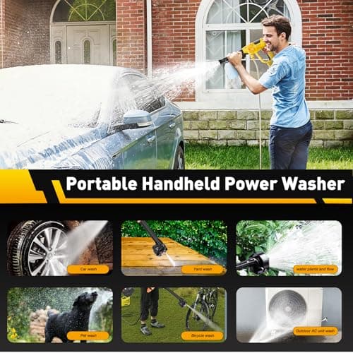 2025 Upgrade Cordless Pressure Washer, 900PSI Battery Powered Pressure Washer with 6-in-1 Nozzle, 10 Speed Adjustment, Remaining Battery Display, Portable Power Washer for Car/Garden/Floor/Yards 6