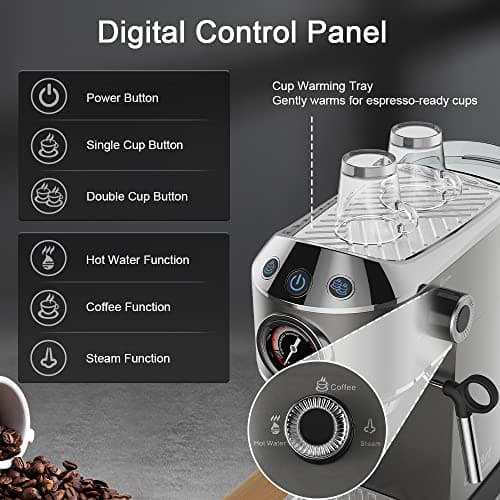 Biolomix 20 Bar Espresso Coffee Maker Machine with Milk Frother Wand for Espresso, Cappuccino, Latte and Mocha (CM7008) 8