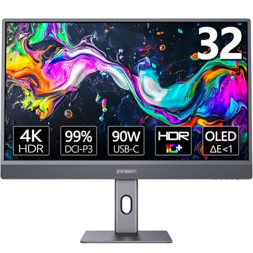 INNOCN 32" RGB-OLED 4K Monitor for MacBook Air/Pro, Mac mini, 2160p PC Computer Monitor, USB C 90W, HDR 10, 99% DCI-P3, 99% sRGB, 1M:1, Tilt/Height Adjustable Stand, VESA Mountable