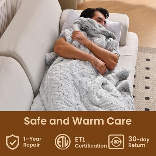 Bearhug Heated Blanket 6 Heat Settings Electric Blanket, 4-Hour Auto Shut-Off, Luxurious Faux Fur & Sherpa Dual-Sided Heated Throw, Machine Washable, 50 x 60 Inches, Gift-Ready Elegant Packaging 5